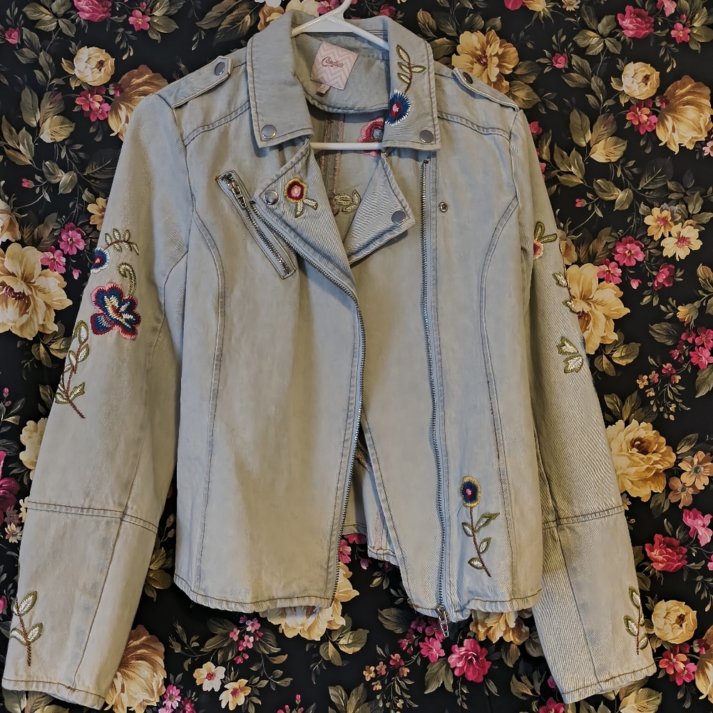 Candies Chic Denim Embroidered Jacket